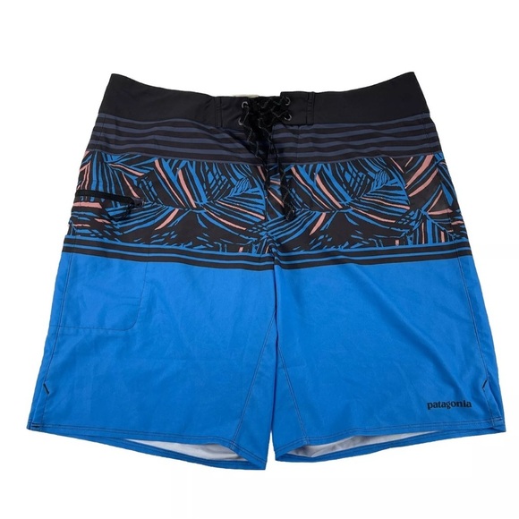Patagonia Blue Tropical Board Shorts Men’s Size 34 Beach Coastal Summer Vacation - Picture 1 of 6